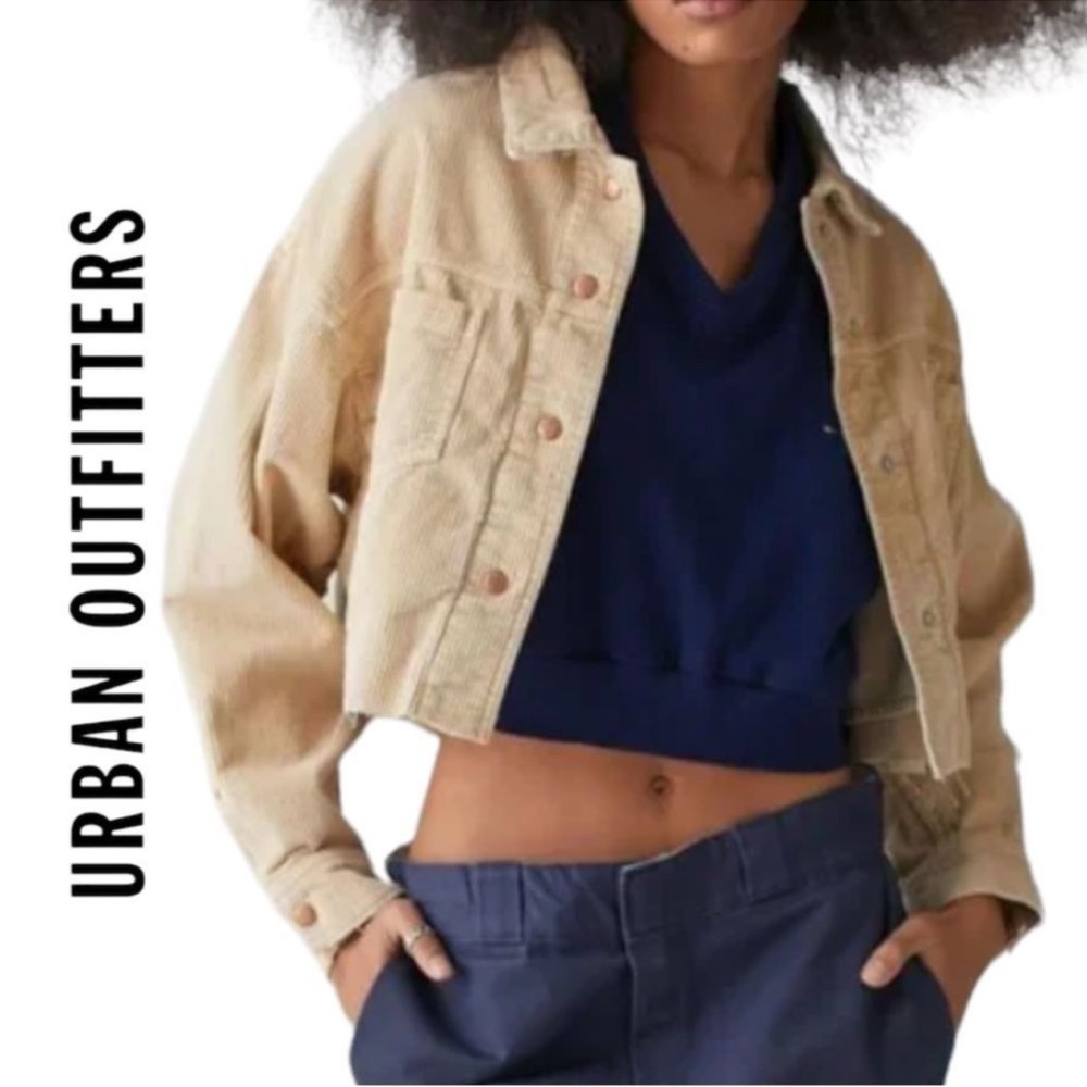 Urban Outfitters BDG Brooklyn Cropped Corduroy Jacket Cream/Ivory sz M NWT